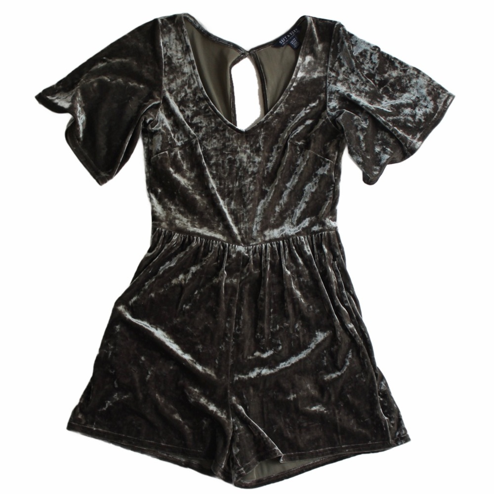 american eagle green velvet romper